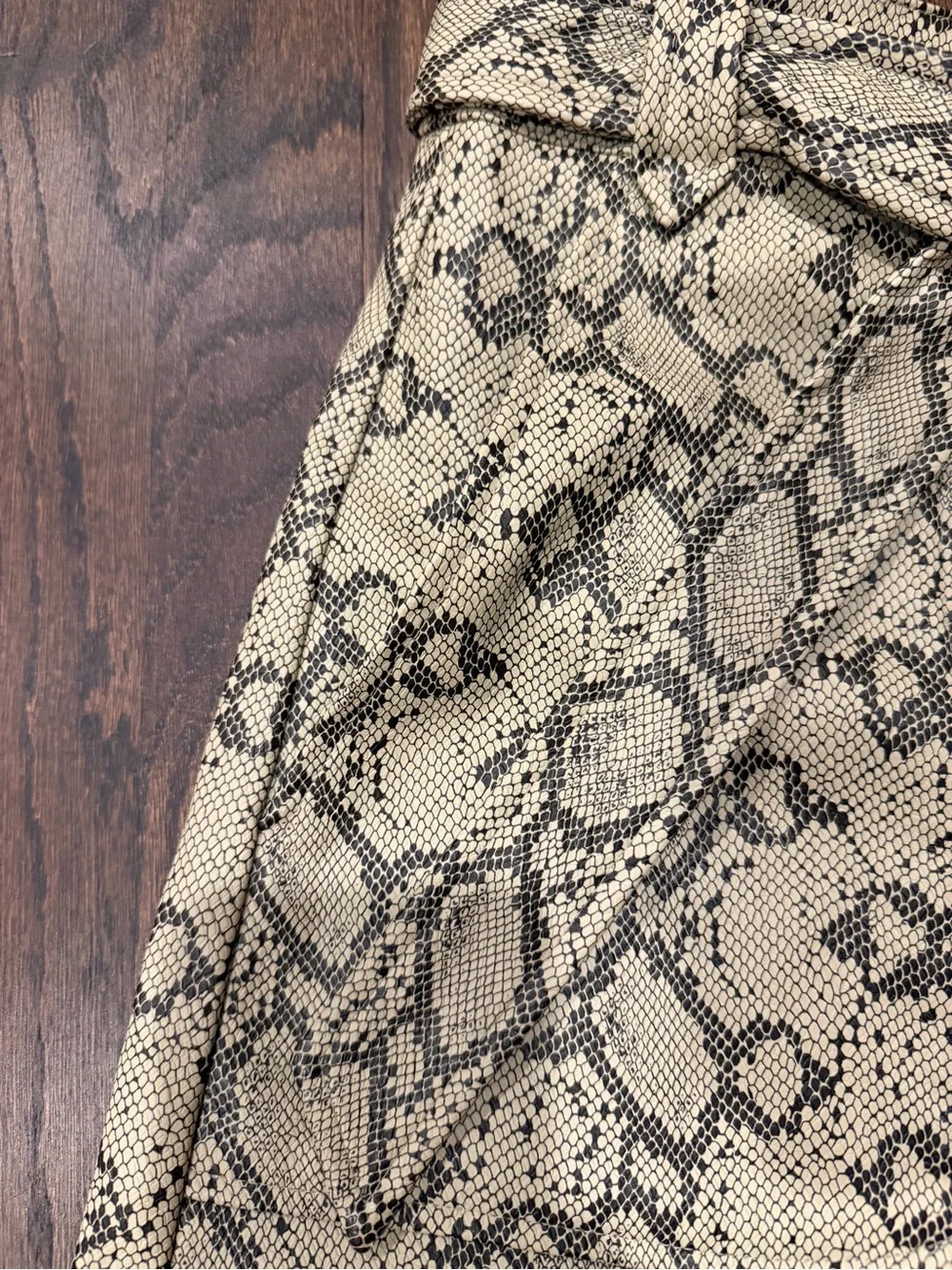 Topshop Beige Snake Print Tie-Waist Mini Skirt
